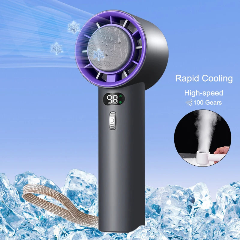 Turbo-Chill Portable Handheld Fan: Instant Cooling, 3000mAh Power, Adjustable Wind Speeds – Stay Cool Anywhere!