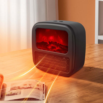 Portable 3D Flame Electric Heater - Household Warmer & Air Fan with Realistic Fire Effect, Perfect for Winter Room Heating