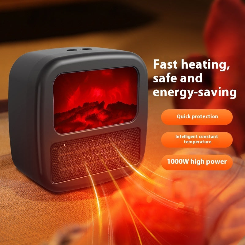 Portable 3D Flame Electric Heater - Household Warmer & Air Fan with Realistic Fire Effect, Perfect for Winter Room Heating