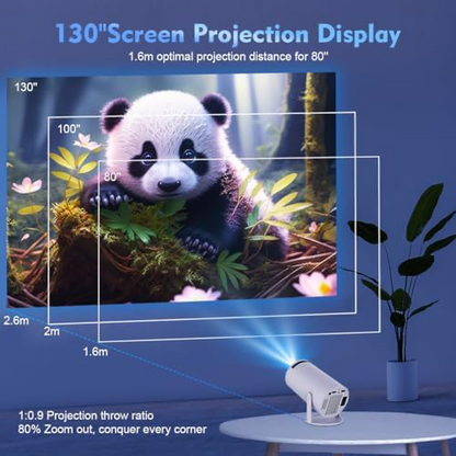 Smart Mini Projector with WiFi 6 and Bluetooth, Auto Keystone Outdoor Movie Projector, Big Screen Home Portable Projector for Phone/TV Stick/Laptop/HDMI